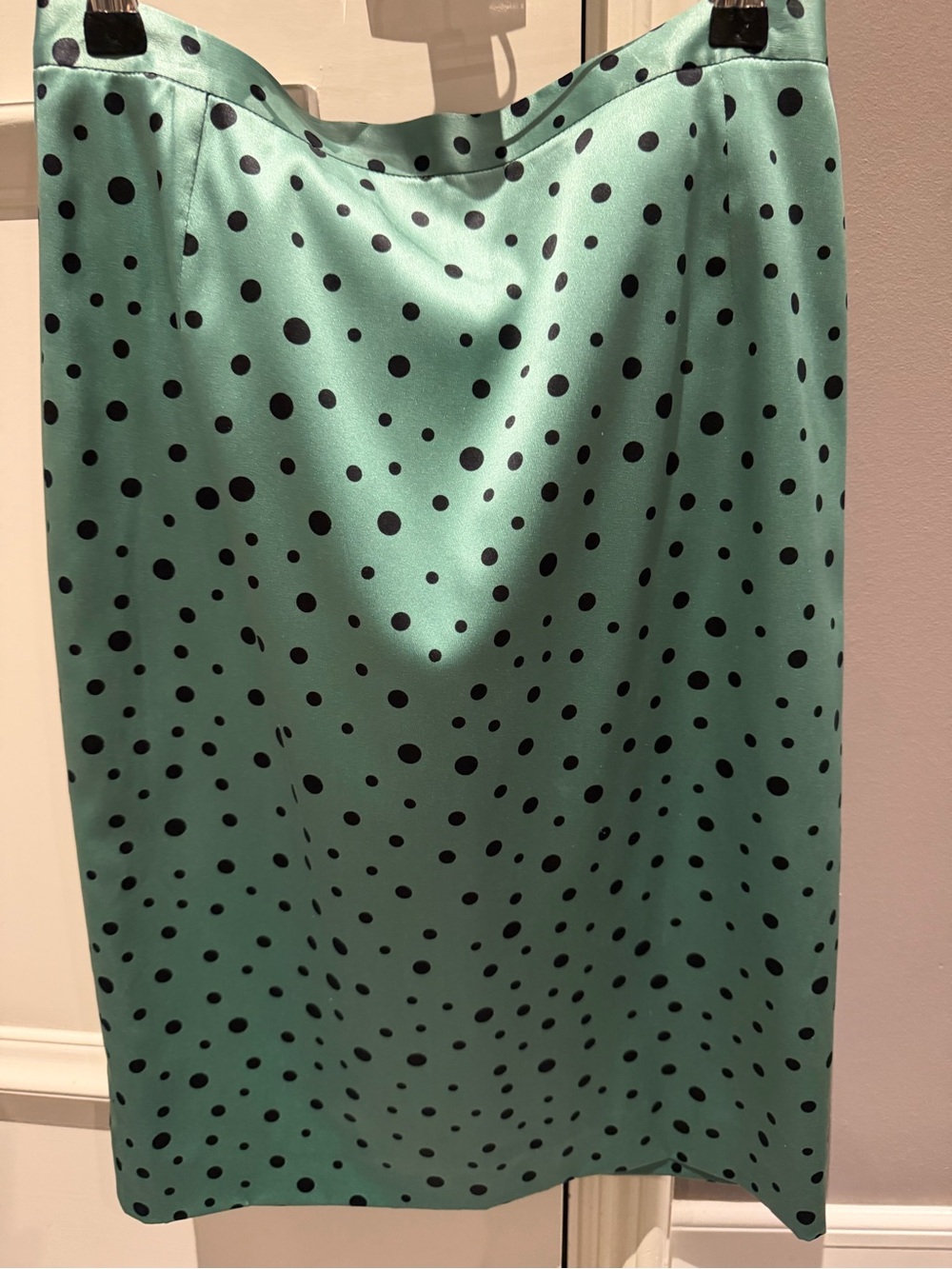 Dolce & Gabbana Polka Dot Mint Green Satin Midi Skirt